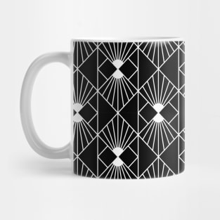 Art Deco Pattern no 91 - Black and White - Geometric Motifs Mug